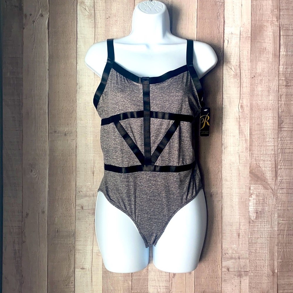 NWT Rampage Black/Gray Bodysuit